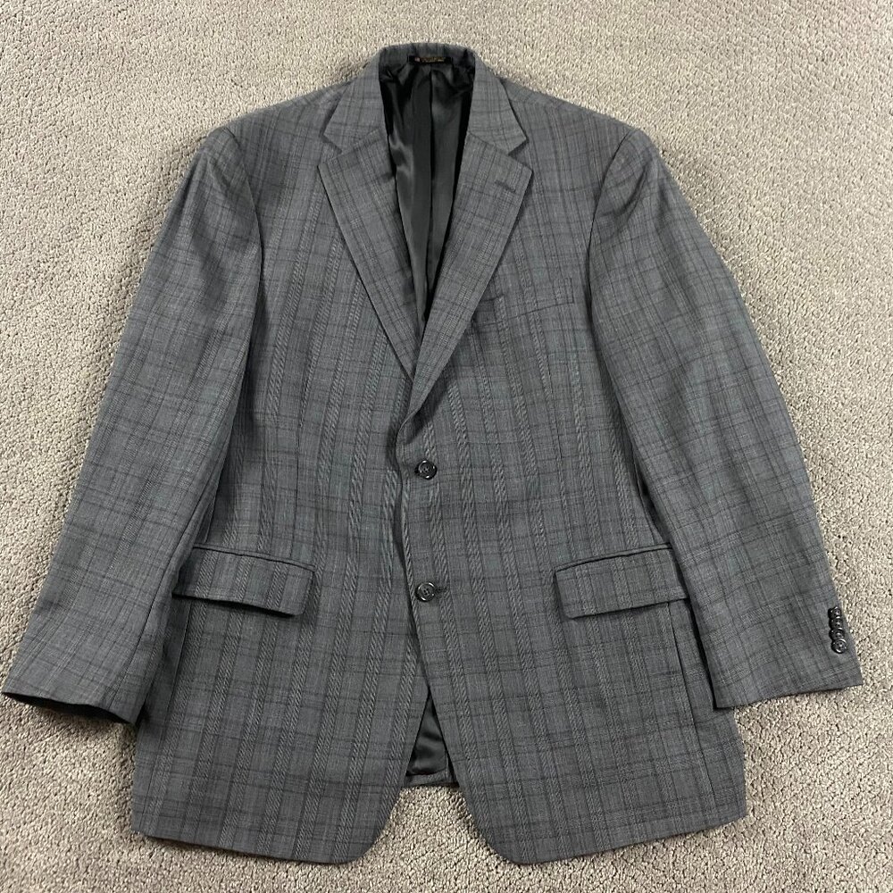 Hart Schaffner Marx Gold Trumpeter Blazer Sport Coat Men's 44R Gray Check